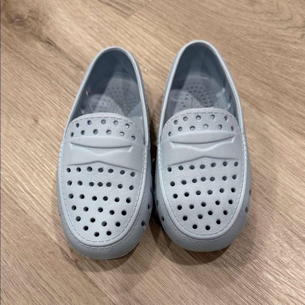 Children's Perforated Moccasins in Light Gray